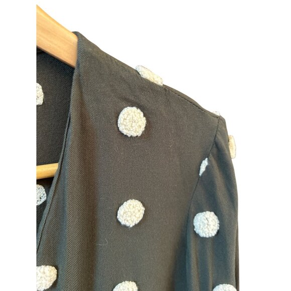 Zara Womens Green White Whimsical Polka Dot Baby Doll Tiered Mini Dress Small 3D - Picture 3 of 6